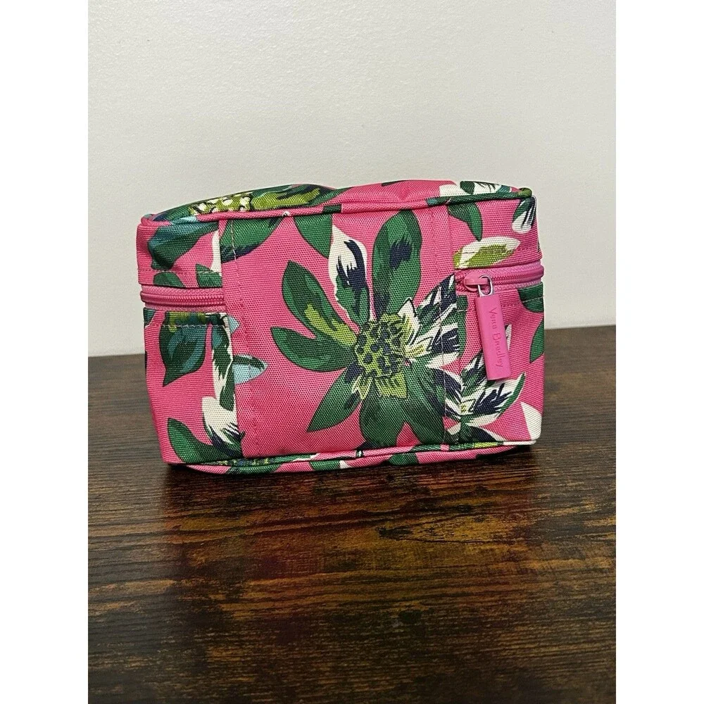 Vera Bradley medium cosmetic makeup bag Pink Tropical Paradise floral pattern